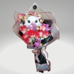 BOUQUET ROSAS CON PELUCHE GATA