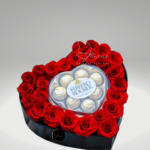 ROSAS ROJAS EN CORAZON CON CHOCOLATE